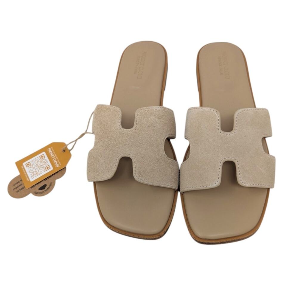 Project Cloud Jannel Taupe Suede H Slide Sandals Size 9M